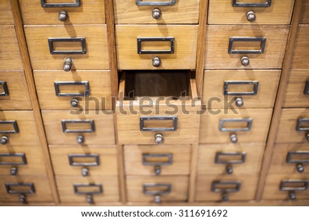 The old wooden drawers