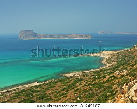 pirate island in gramvousa bay, crete, greece