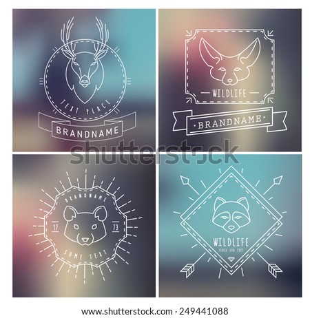 Trendy Retro Vintage Insignias Bundle Animals Hamster deer raccoon fox Vector set of outline emblems and badges abstract hipster logo templates Trendy Retro Vintage Insignias Bundle Animals Hamster deer raccoon fox Vector set of outline emblems and badges abstract hipster logo templates