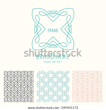 Vector set of outline emblems and badges abstract hipster logo templates Elegant lineart logo design elements vector illustration Vector set of outline emblems and badges abstract hipster logo templates Elegant lineart logo design elements vector illustration