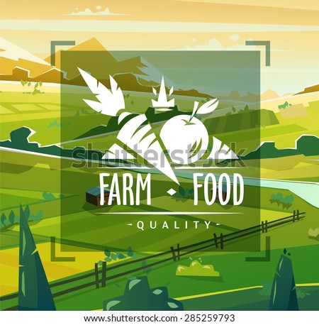 Farm food landscape. Vector design illustration for web design development, natural landscape graphics.