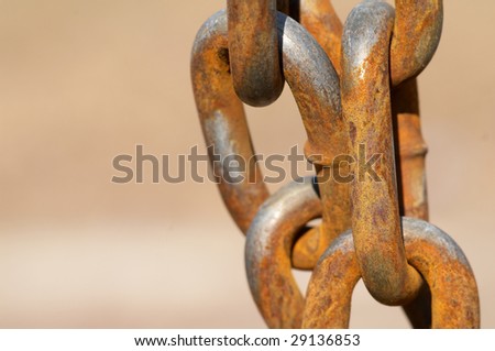 The closeup of the old chain links