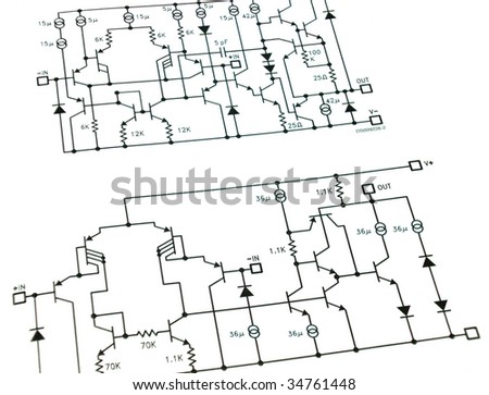 Draft of an electronic circuits over white paper
