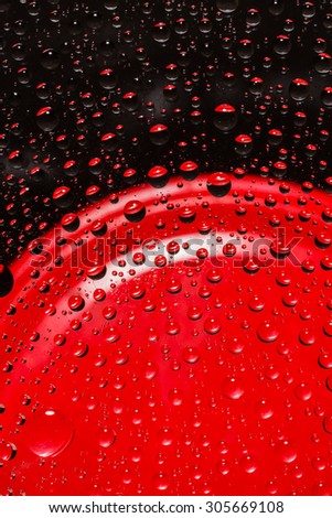 Water droplets reflection - red circle