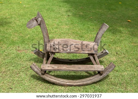 Old wood toys rocking horse chair children
