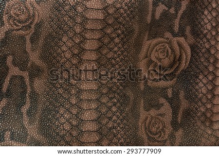 The texture of the skin of a reptile with a pattern of flowers