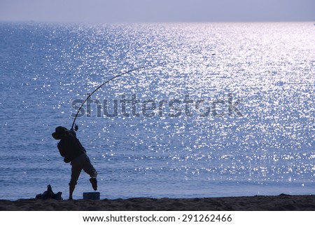 A fisherman having a dream to catch the big fish.