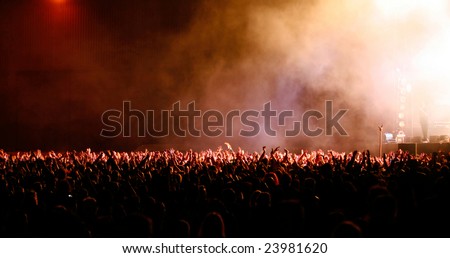 Crowd in front of the stage at a big-open air festival or concert