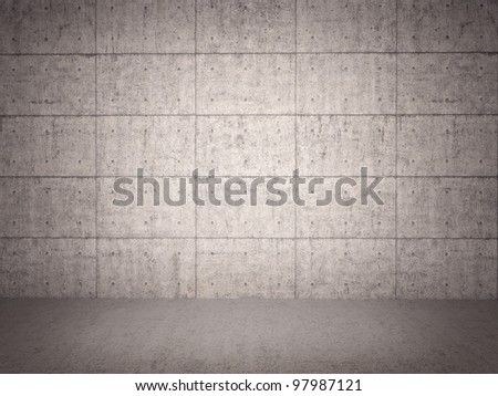 Room with grunge concrete wall