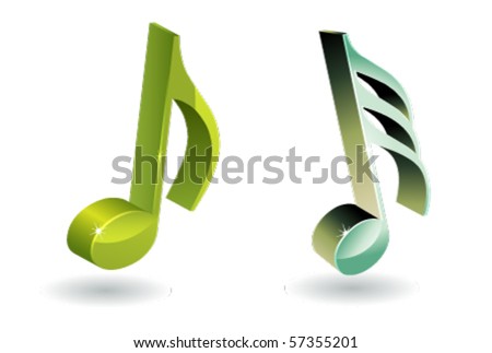 stock vector 3D music note symbol set