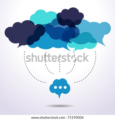 Cloud speech bubbles are connecting Cloud speech bubbles are connecting