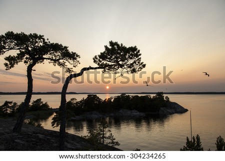 Sunset in the archipelago outside Stockholm, Sweden