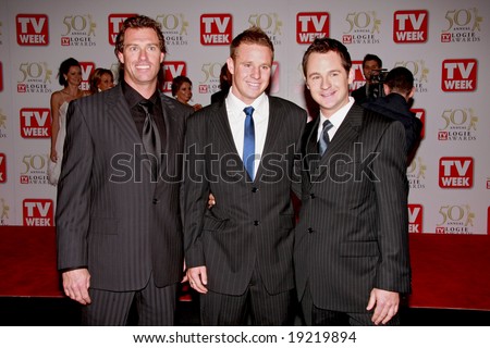 MELBOURNE, AUSTRALIA - MAY 04 2008: Members of the Bondi Rescue TV Show arrive on the red carpet at the 50th Annual TV Week Logie Awards, Crown Towers Hotel and Casino