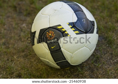 MELBOURNE - FEBRUARY 14: A-league Major Semi Final - Melbourne Victory 4 defeated Adelaide United 0. Practice Ball pictured.