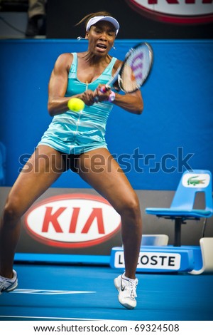 MELBOURNE, AUSTRALIA - JANUARY 17: 2011  Venus Williams(USA)[4]	defeats Sara Errani(ITA) at the Australian Open on January 17, 2011 in Melbourne, Australia