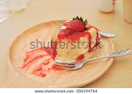crape cake with strawberry sauce ,selective focus point.