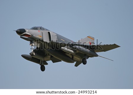 FAIRFORD, GLOUCESTERSHIRE- JULY 15th:Turkish F4 Phantom arriving at the International Air Tattoo. July 15, 2006, RAF Fairford,Glos, UK.