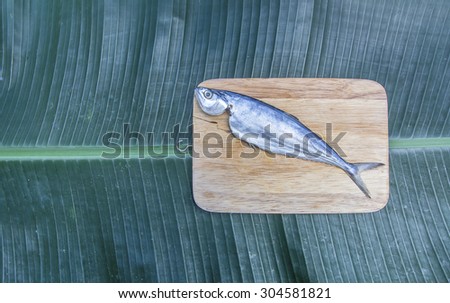 fish on banana  leaf background