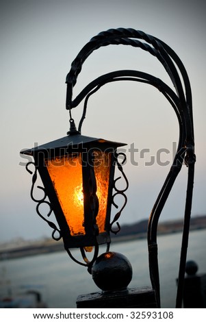 old street lantern at night