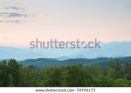 Smoky mountains sunset.  Great Smoky Mountain National Park, Tennessee, USA