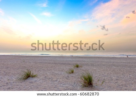 sunrise over atlantic ocean in south florida. Fernandina beach, Florida, USA