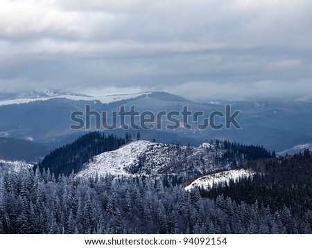 Winter mountain valley. Great Smoky Mountain National Park, Tennessee, USA