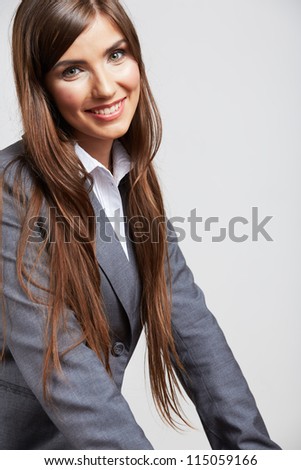 Close Up Portrait of smiling  business woman, isolated on white background