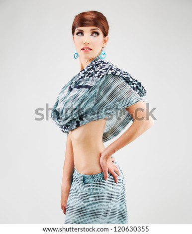 Woman fashion style portrait isolated on white background. Hair style fashion.