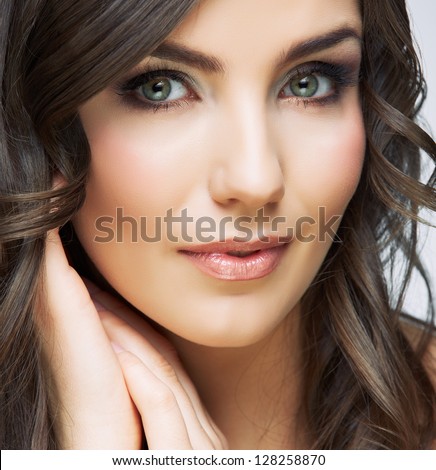 Face woman close up portrait. Isolated. Beauty style.