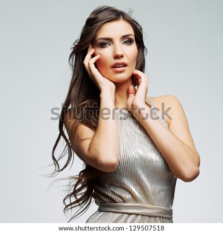 Beauty woman face close up portrait. Female young model. Studio isolated .