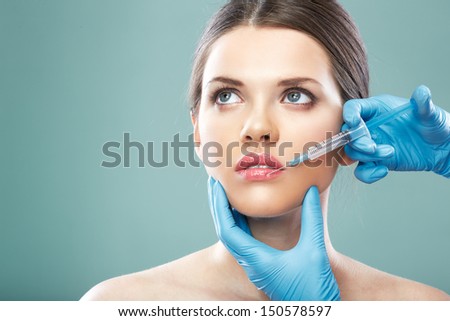 Beauty Woman face surgery close up portrait. Female model.