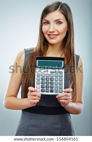 Accountant business woman portrait. Taxes count concept.