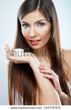 Skin care face woman portrait. Beauty concept. Isolated white background.