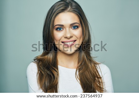Beautiful smiling woman portrait. Beauty face. Isolated.