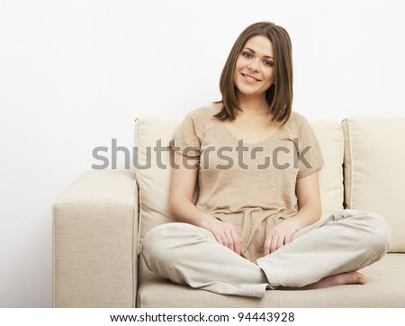 closeup young lady portrait. indoor relax at home. beautiful woman
