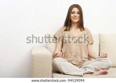 closeup young lady portrait. indoor relax at home. beautiful woman