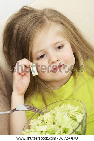 girl face portrait with vegetable food