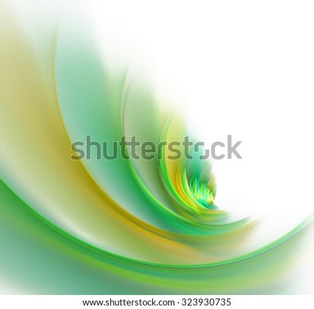 Abstract white background with green, orange and yellow colored pleats or waves texture, fractal
