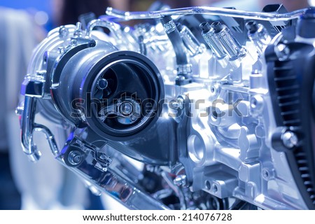 Car Engine. Turbo compressor clean and shiny
