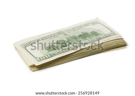 Pack of banknotes. Isolated over white background.