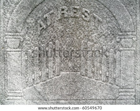 Nineteenth century gravestone detail gates of heaven at rest bas-relief