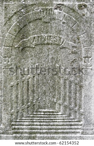 Nineteenth century gravestone detail gates of heaven ajar