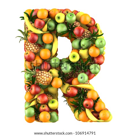 Letter - R Made Of Fruits. Isolated On A White. Stock Photo 106914791
