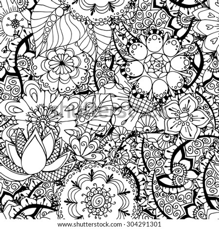 Seamless Abstract Tribal Pattern. Hand Drawn Texture