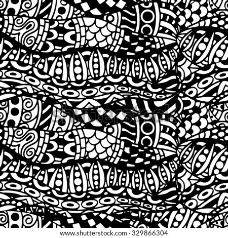 Artistically ethnic pattern. Hand-drawn, ethnic, floral, retro, doodle, zentangle tribal design element. Pattern for coloring book. Used a clipping mask.