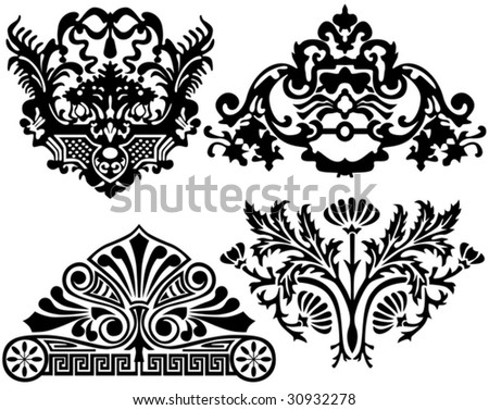 stock vector Set of ancient tattoos and ornaments