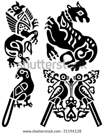 china tattoo. stock vector : Tattoo of birds