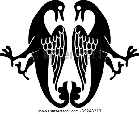 stock vector Bird Gothic tattoo