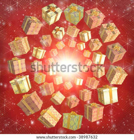 christmas background, Multi-coloured boxes with gifts.