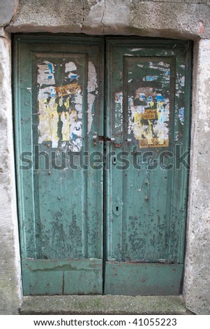 ancient green door